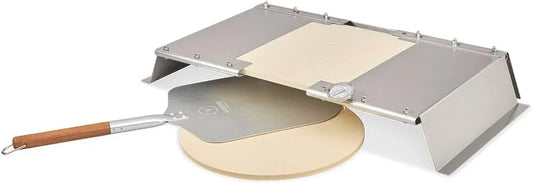 Gasgrill MOESTA-BBQ 19714 PizzaCover Flex Set, Edelstahl Pizzaaufsatz, Set mit Pizzahaube, Pizzaschieber und Pizzastein