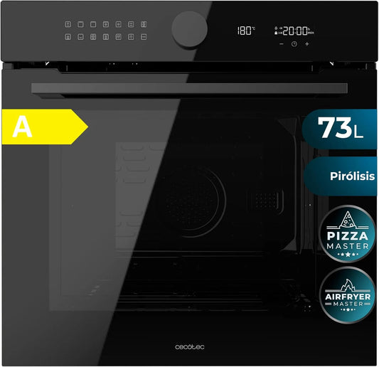 Cecotec Backofen P516000, 14 Funktionen, Dual Display, Kühlgebläse, Umluft, Einbau Pyrolyse 73L Bolero Hexa Glass Black. 3250W, Abtau-Modus