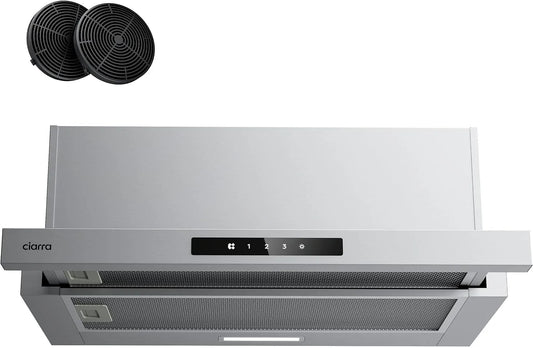 CIARRA Dunstabzugshaube CBCS6909A CBCF055, A+ Flachschirmhaube 60 cm Umluft Abluft 600 m³/h Touch-Bedienung Integrierte Flach