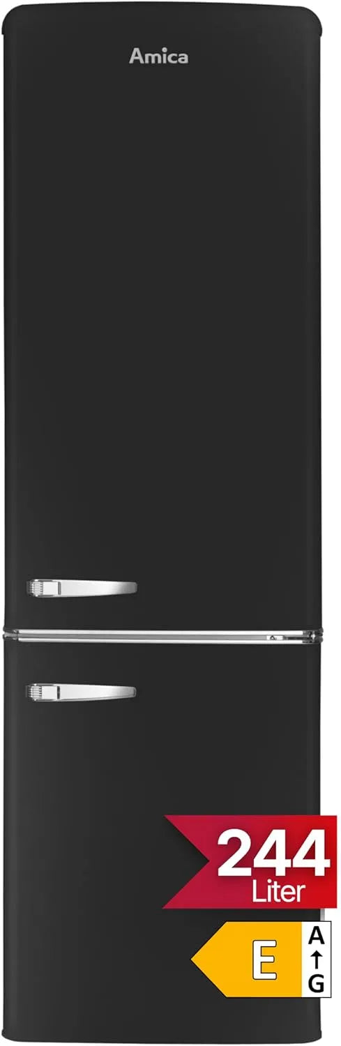 Amica Kühlschrank KGCR 387, 100 MS Retro Kühl, Breite 181 cm, x 55 cm, Gefrierkombination, Retro-Design, mit Gefrierfach, Matt in Schwarz