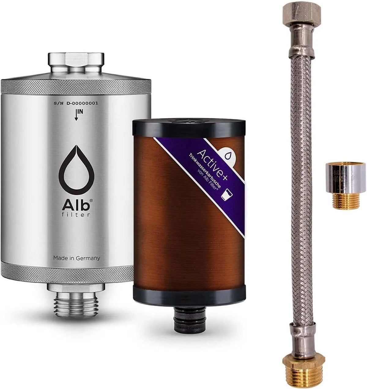 Alb Alb Filter, Active Plus Trinkwasserfilter für den Untertisch inklusive. 40cm Standard Anschluss-Set. Gegen Schadstoffe, Keime