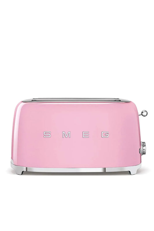 Smeg Toaster TSF02PKEU, 2 Schlitze für 4 Scheiben, Leistung 1500W, Heizfunktion, Pink, Maße 2x4, 6 Vergoldungsniveaus, Abtau- und Bagel- Funktion
