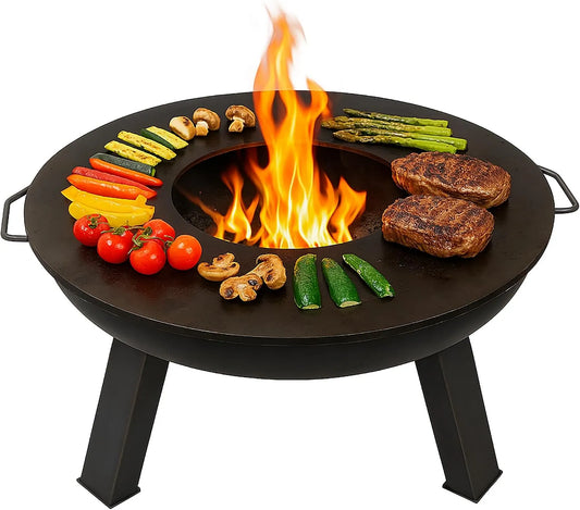Grill, Plancha Ø 100 cm Feuerring Feuerplatte Grillring für Feuerschale oder Feuertonne, Grillplatte aus Stahl 4mm Dick