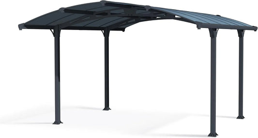Carport 4300 Palram Arcadia, 10 Jahre, Autogarage, Einfache Montage, Anthrazit inklusive. Regenrinne, Aluminium & Verzinkter Stahl 4,3x3,5m, Bausatz