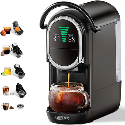 Kaffeemaschine MK-609S 4-in-1-Kapsel-Kapsel-Kaffeemaschine, 7 einstellbare Wasserstufen, kaltes Espressobrühen, Nes Original, ESE, heiß, DG