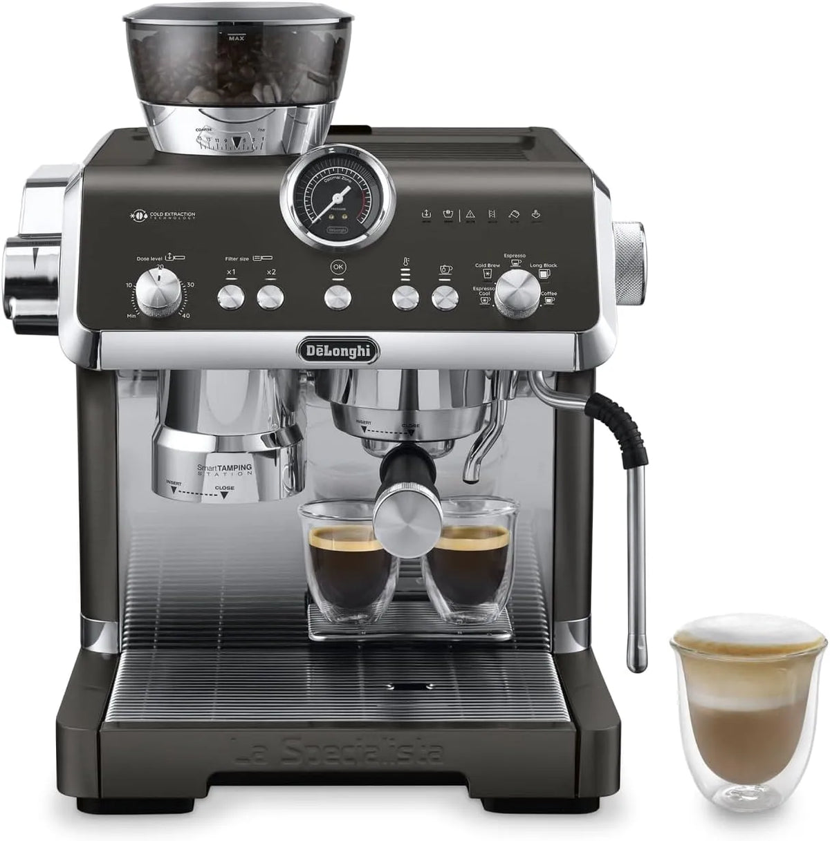 De'Longhi Espresso-Siebträgermaschine EC9555.BK, Leistung 1550W, La Specialista Opera Espresso mit Cold Brew und Espresso Cool, Sensor-Mahltechnologie
