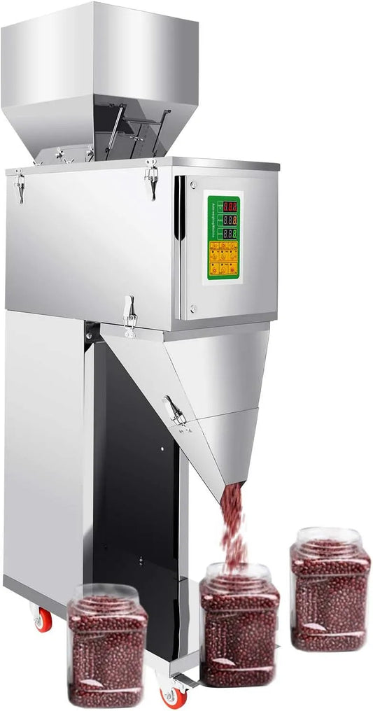 Abfüllmaschine mit Fußpedal Modell 10-999g Automatische, Leistung 200W Elektrisch Verpackungsmaschine Edelstahl Pulverfüllmaschine Quantitative