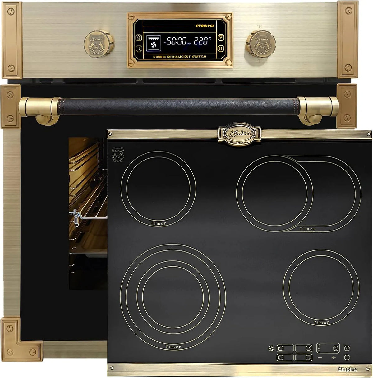 Backofen EH 6427 AD KCT 6185 Kaiser Pyrolyse, Em«, Herd Einbau, Retro Pyrolyse Einbau 73L Schwarzfarbiges Glas 60 cm+Exklusives Autarkers High Light