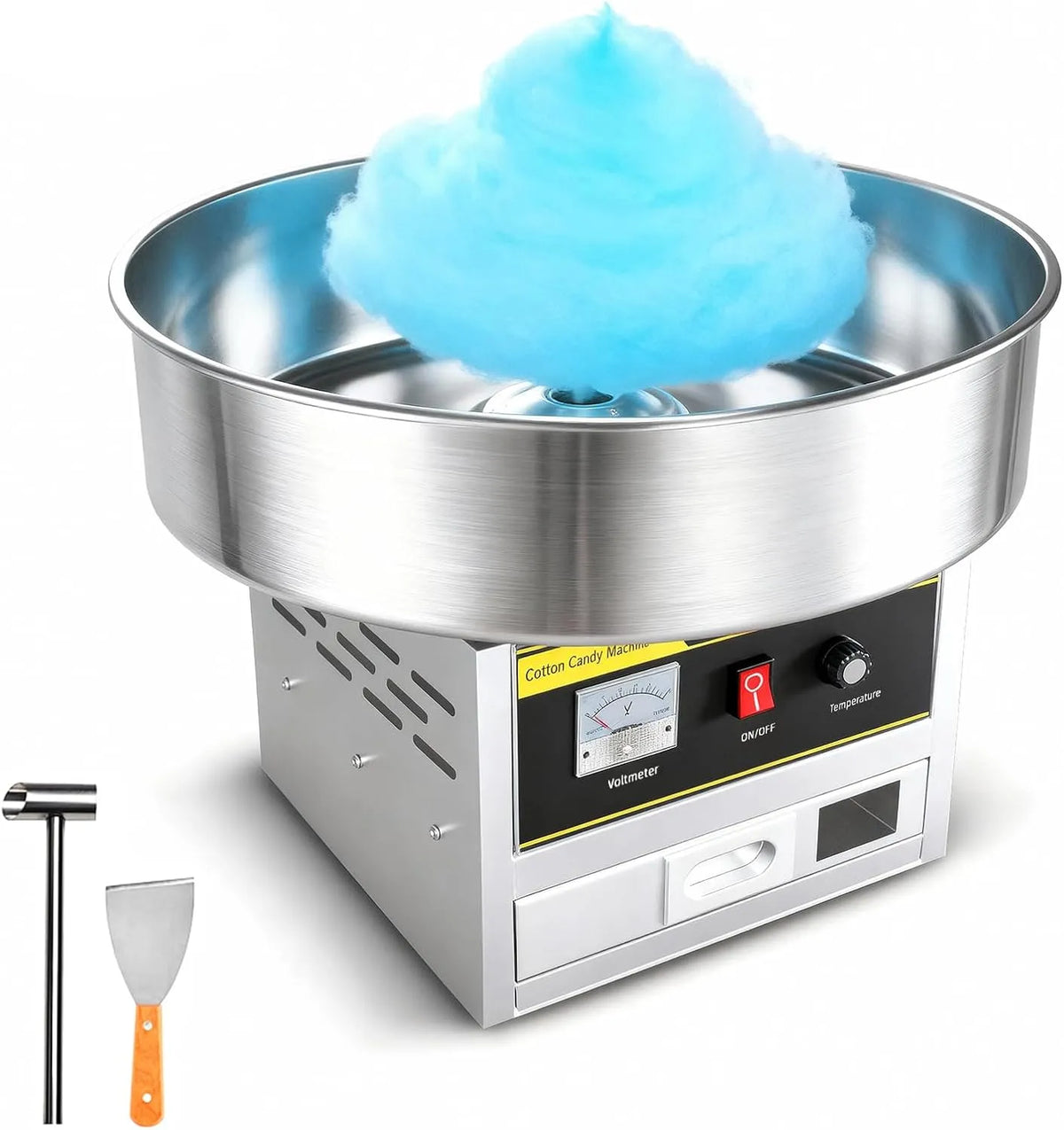 Candy Elektrische Zuckerwattemaschine, Zuckerlöffel, Kindergeburtstage, Leistung 1200 W Kommerzielle Zuckerwattemaschine mit Edelstahlschüssel