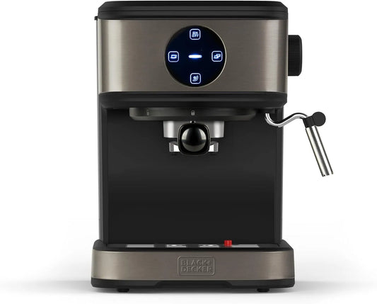 Black+Decker Espressomaschine BXCO850E, 20bar, 1 oder 2 Kaffees, Fassungsvermögen 1,5l, Leistung 850W, Dampffunktion, Auto-Stopp, Extra-Sahne-System