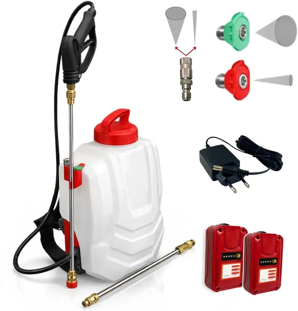 Dorsal Sprayer Elektrische Unkrautspritze, 40 cm Edelstahllanze, 3L/min, Rückenspritze für lange Reichweite bis 9m, Fassungsvermögen 3L, 2 Batterien