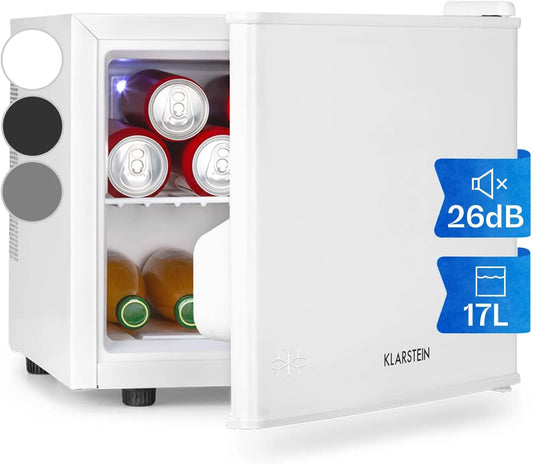Klarstein Kühlschrank, 3 Kühlstufen, Mini für Getränke, Kleiner Lautlos, Camping, Fassungsvermögen 17 L, Büro 0-15°C, Skincare Fridge