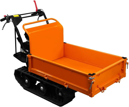Modell Dumper 5PS Mini Raupentransporter, Motorschubkarre Muldenkipper Benzin Transporter 300kg 196cc 6 Klappbare Seiten