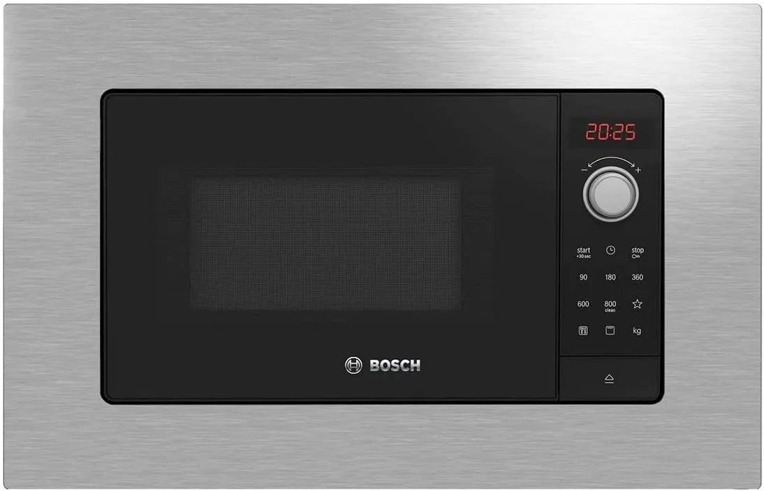 Bosch Mikrowelle BEL623MS3, Einbau, Stahl, automatische Kochprogramme, rote LED-Anzeige, Öffnung links seitlich, Grill, LED-Beleuchtung