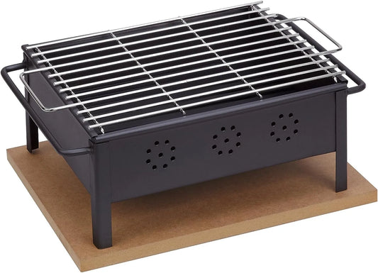 Tisch 02906, in Schwarz, Sauvic -Tischgrill mit Grillrost aus Edelstahl 30 x 25 cm.