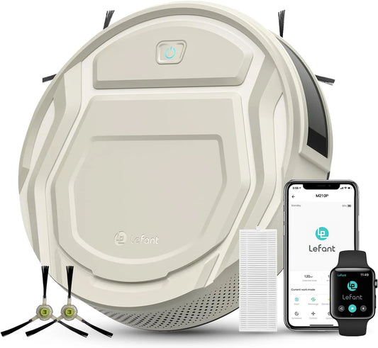 Saugroboter 2200 M210P LEFANT, Superschlank Staubsauger Roboter, 120 Min Laufzeit, Pa Saugkraft, WLAN optimiert für Teppiche, Tierhaare, Hartböden