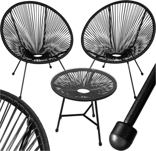 Stuhl, Gartenstuhl, Indoor und Outdoor Sessel für Garten, als Terrassenstühle oder Balkon Sessel, tectake Set 2X 1x Beistelltisch Acapulco