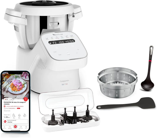 Moulinex Küchenmaschine, 14 Funktionen, Kapazität XL für 10 Personen, Companion, Farbe Grau