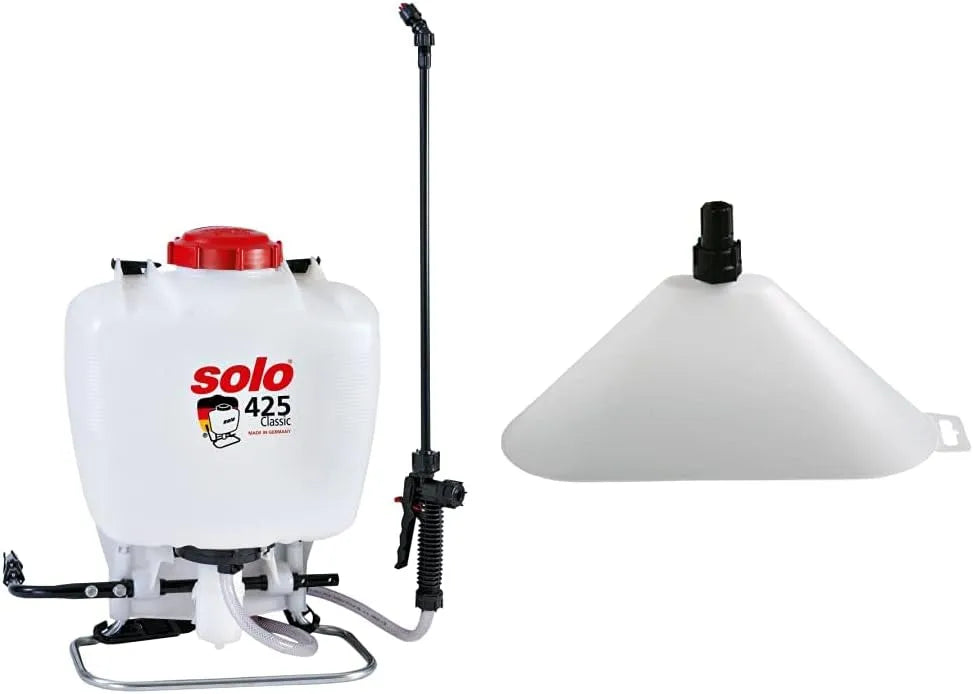 425 Classic 15 Liter Rückenspritze 42521 49430 Solo, 36 x 22 x 51 cm & ovaler Spritzschirm, Maße 32 x 11 x 16 cm, Weiß