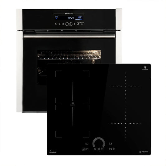 Induktionskochfeld EB8016ED IH85901FZ SET8016IH592FZ, Autarkes Herdset: 60cm Einbaubackofen + 59cm, Katalyse, Drehspieß, Pizzafunktion, Grill