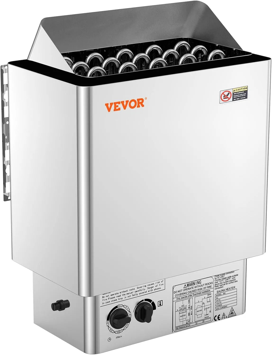 Vevor Modell 3-Stunden-Timer, Spannung 400 V, integrierte Steuerung für 8–12 m³, Elektrischer Saunaofen, Leistung 8 kW, Edelstahl 430