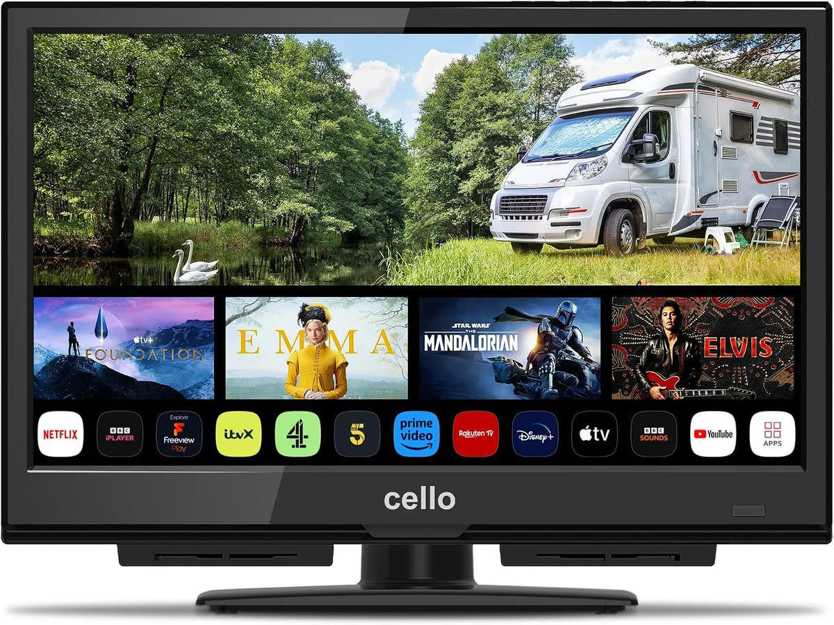 Apple Modell C1624WS 230V-Kleiner, WebOS, Pitch Perfect Sound, DAZN, LKWs und Boote, Cello 16' 12V Smart-TV, Bluetooth, Prime Video, Bildschirm