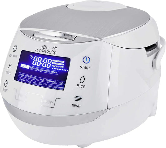 Modell Sakura Reiskocher mit Keramikschale und Advanced Fuzzy Logic 220-240V Yum Asia, 8 Tassen, Fassungsvermögen 1,5 Liter, 6 Reiskochfunktionen, EU