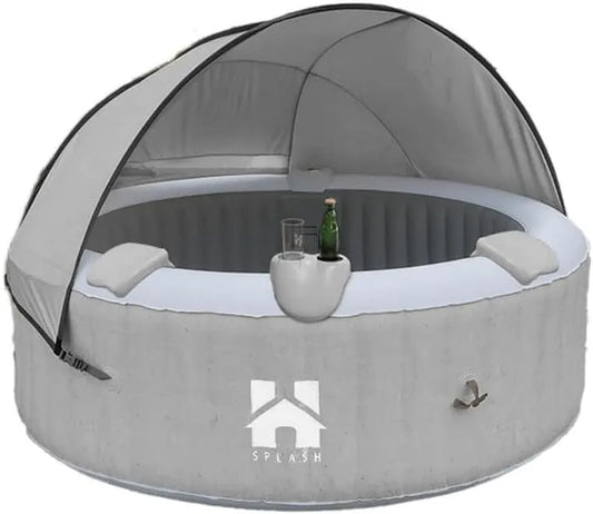 Whirlpool Home Deluxe, Fassungsvermögen 130 Luftdüsen, Splash + Kissen, inklusive. Abdeckung, in Farbe Grau, ⌀ 208 cm, Outdoor, Reparaturset