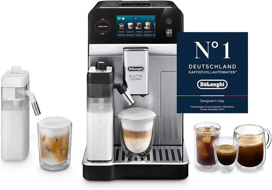 De'Longhi Kaffeevollautomat ECAM472.85.MB, LatteCrema Milchsystem, Eletta Ultra NEU, 50+ heiße & kalte Getränke, intuitives Farb-Touchdisplay