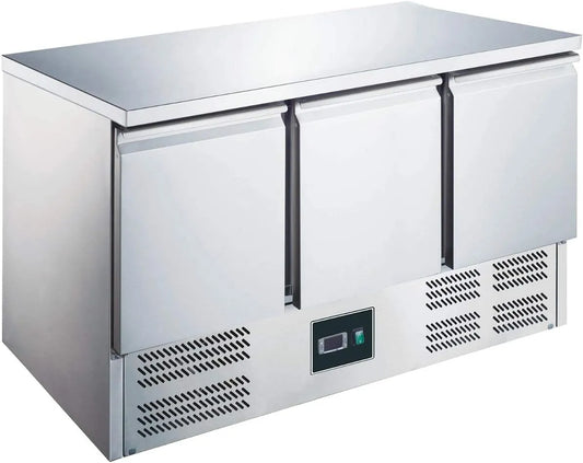 Modell ZS903-3 R600A ZORRO, Kühltisch Türen, Gastro Saladette mit Arbeitsfläche, Digitales Thermostat