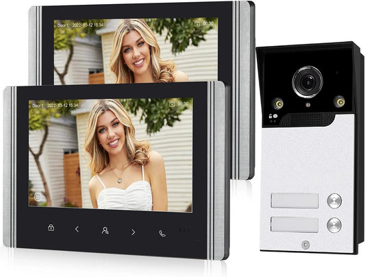 Modell Video Türsprechanlage Außenkamera,7 Zoll Touchscreen Wireless Monitor 1080P WLAN Wireless, 2 Familienhaus, PIR Bewegungserkennung, Nachtsicht