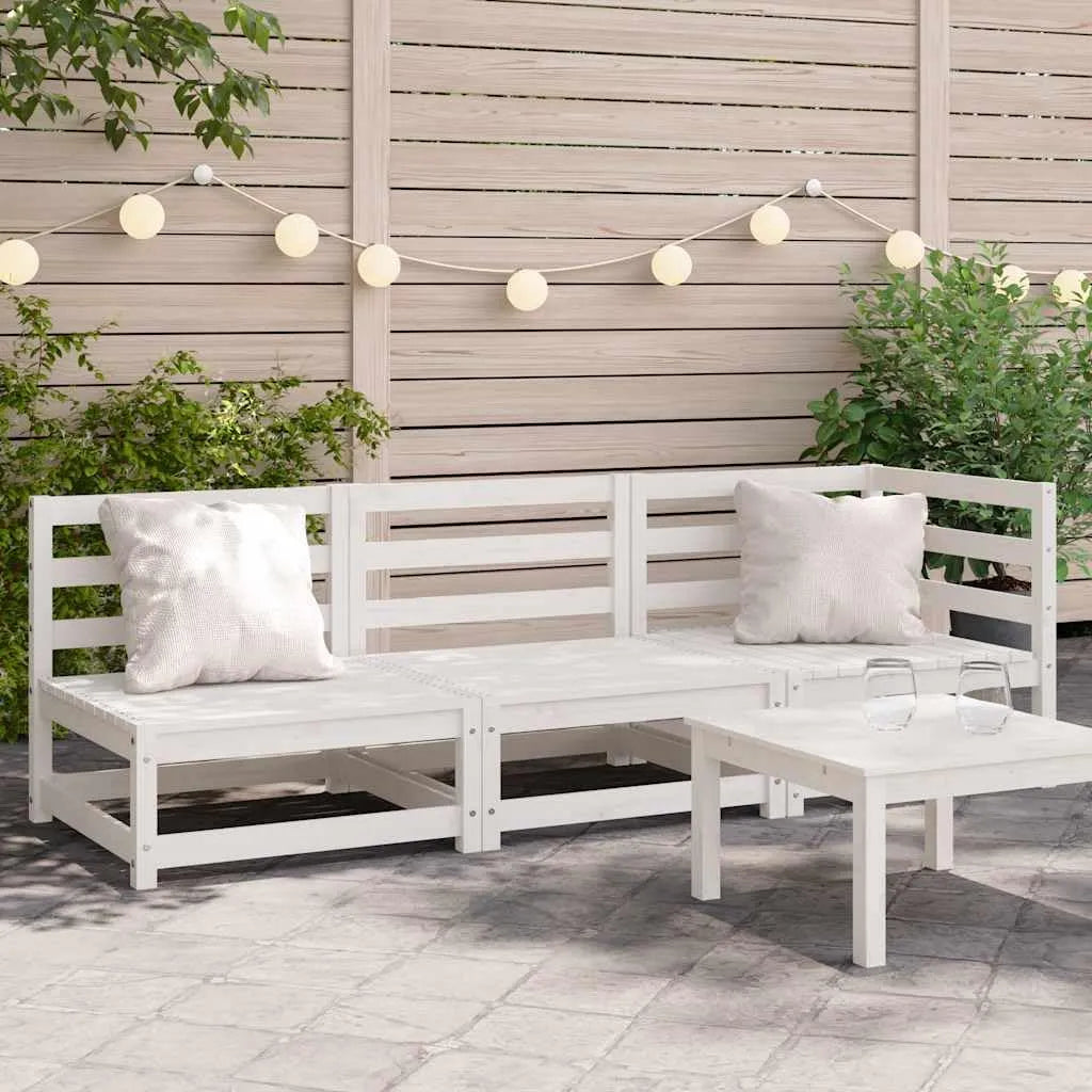Sofa, 3-Sitzer Gartensofa Kiefer Massiv Weiß 210 x 70 x 67 cm, wetterfestes Holz für Terrasse Balkon Wintergarten, modulares Outdoor mit Rückenlehne