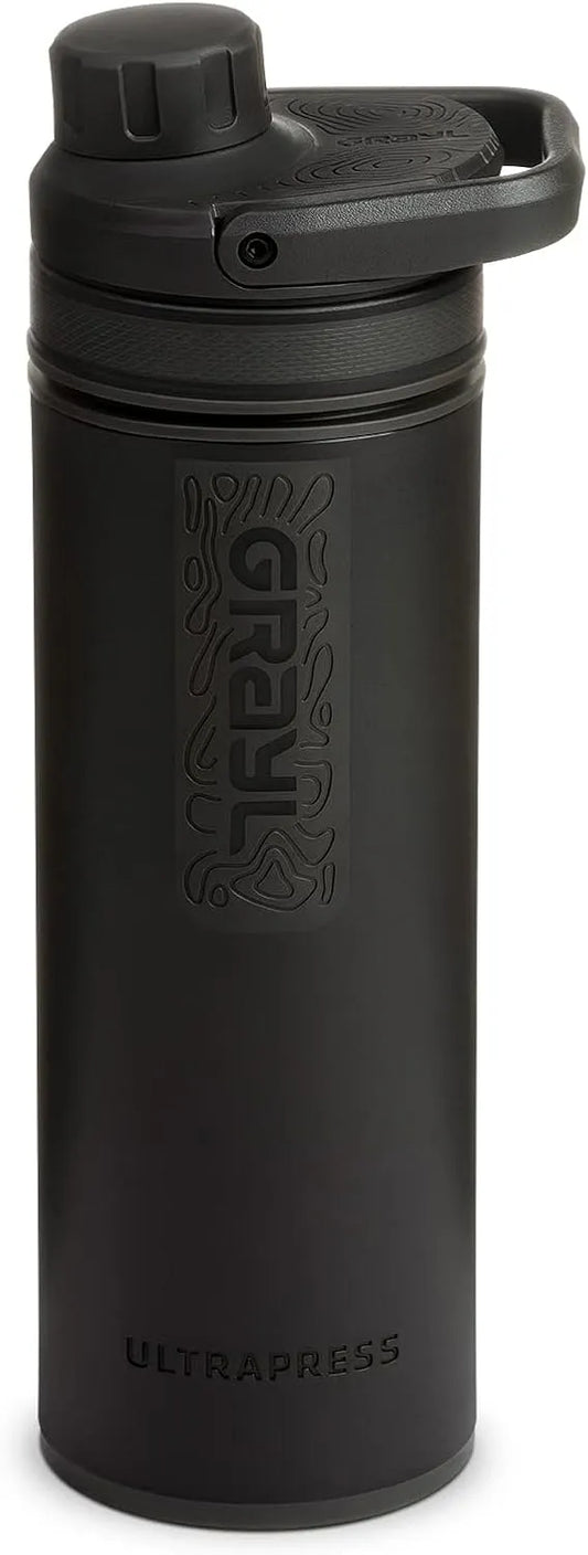 16,9 oz Wasserreiniger & Filterflasche für Wandern GRAYL UltraPress, Rucksackreisen, Survival, Covert Black