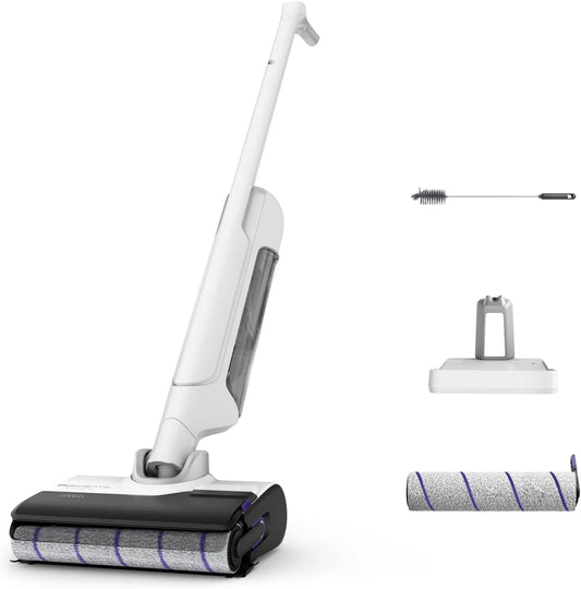 Rowenta Nass-/Trockensauger GZ7540WO, Waschsauger mit 60 min Laufzeit, X-Clean 10, kabelloser Akku-Nass, weiß