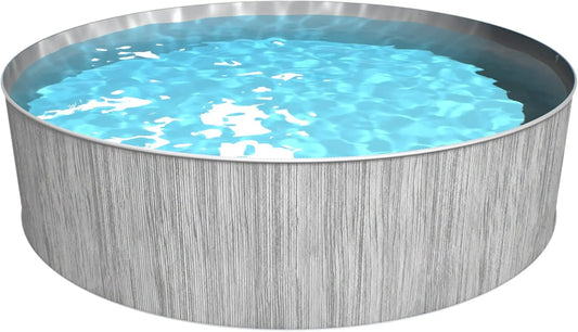 Pool, Runder in dunkelgrauer Holzoptik und grauer Innenfolie für bis zu 7.800 l Wasserinhalt, 011002G, Ø 350 x 90 m