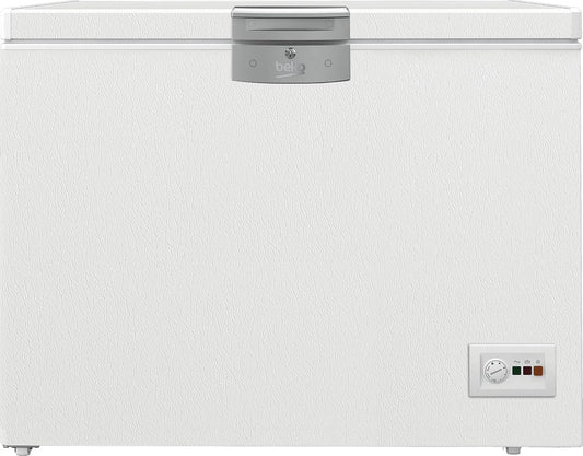 Beko Modell, Fassungsvermögen 230 l Nutzvolumen HSM22340, 35 db, 2 Gefriergutkörbe, Gefriertruhe, abschließbar, Kühltruhe, Temperaturalarm, Weiß
