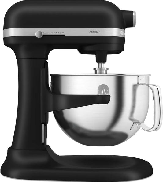 KitchenAid Küchenmaschine, Artisan, Mit 5 Zubehörteilen, Fassungsvermögen 5,6L, Matt in Schwarz, Multifunktionaler Küchenroboter mit Schüsselheber