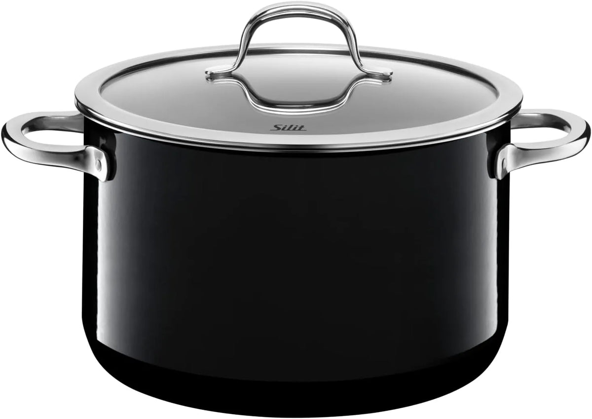 Kochtopf Silit Passion Black, hoch 20cm, Fleischtopf 3,7l, Glasdeckel, Silargan Funktionskeramik, Topf Induktion, in Schwarz