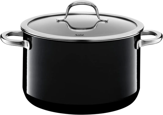 Kochtopf Silit Passion Black, hoch 20cm, Fleischtopf 3,7l, Glasdeckel, Silargan Funktionskeramik, Topf Induktion, in Schwarz