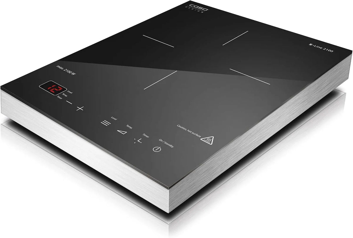 Caso S-Line Induktionskochplatte mobil 2100, präzise SmartControl 60-240°C, Timer bis 180 Min., Töpfe bis 24cm, Testsieger Haus & Garten Test, Watt