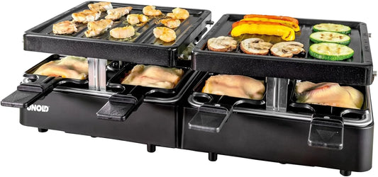 Grill 48755, Raclette für bis zu 8 Personen, Unold Raclette Extendable, je ca. 21 x 21 cm, Party