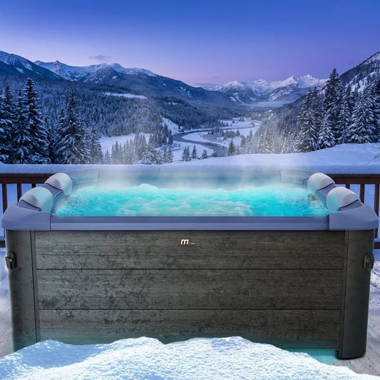 Whirlpool, Maße 160x160x65cm, BRAST MSpa Oslo Sapphire mit Fester Außenwand, In & Outdoor, LED-Beleuchtung in 20 Farben für 6 Personen