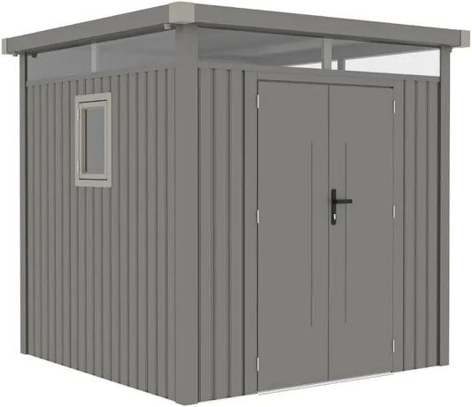 Gartenhaus, Maße 230x230x222cm, Geräteschuppen, Metallgerätehaus, Farbe Grau, Rockford Lagos 100 Metall, Gartenhütte, Fahrradgarage