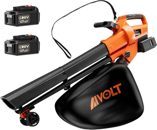 AIVOLT Laubbläser, 257 km/h, Akku & Laubsauger Akku 40V Set mit 2X 4Ah Akku & Ladegerät, 3-in-1 Blasen Saugen Mulchen, Fassungsvermögen 40L Fangsack