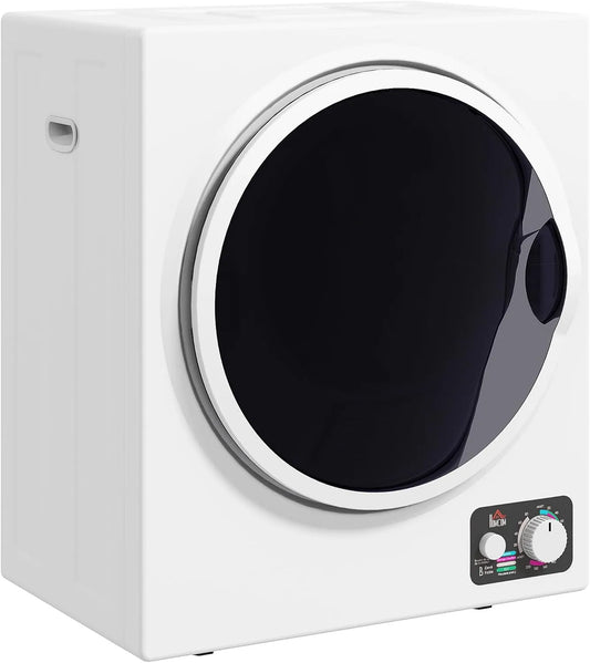 Homcom Wäschetrockner, mit 2 Heizstufen, Sterilisation, Mini 4 kg, Edelstahltrommel Trockner für Kleidung Wohnmobile Weiß
