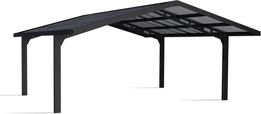 Carport Canopia by Palram, Bausatz Sydney Apex 20x20 587x572cm Doppelcarport Polycarbonat für PKW aus Schwartz