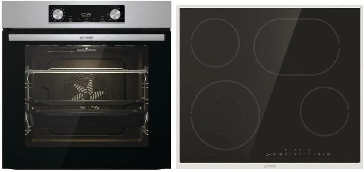 Gorenje Kochfeld, Fassungsvermögen 77L, Pizzamode 300°C, OptiBake Steel Steam Set, Heißluft, AquaClean, GentleClose & Open, AirFry, PerfectGrill