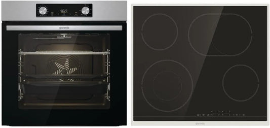 Gorenje Kochfeld, Fassungsvermögen 77L, Pizzamode 300°C, OptiBake Steel Steam Set, Heißluft, AquaClean, GentleClose & Open, AirFry, PerfectGrill