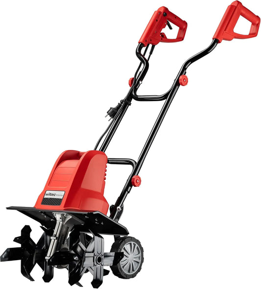 Wiltec Elektro Gartenhacke 1500 W mit 400 U, elektrische Gartenfräse mit 220 mm Arbeitstiefe, Motorhacke mit 24 Klingen, min, Bodenfräse auf Rädern