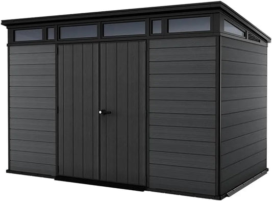 Gartenhaus Keter, Maße 342x218x226 cm, Robustes Gerätehaus aus Kunststoff & Metall mit EVOTECH-Wänden, Wetterfest, Cortina 11x7, 13,7 m³ Stauraum